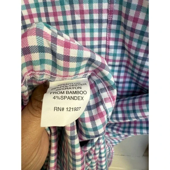Johnnie O Prep Performance Long Sleeve Gingham Button Down Shirt Mens Size Large - Picture 5 of 6